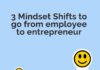 Social media infographic – 3 Mindset Shifts to go from employee to entrepreneur
