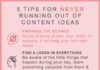 Social media infographic – 6 Tips To Never Run Out Of Content