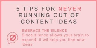 Social media infographic – 6 Tips To Never Run Out Of Content
