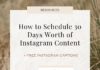 Social media infographic – How to Schedule 30 Days Worth of Instagram Content + Free Caption Guide!