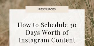 Social media infographic – How to Schedule 30 Days Worth of Instagram Content + Free Caption Guide!