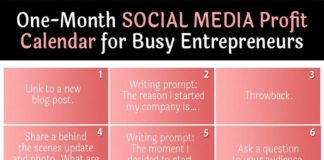 Social media infographic – Social Media Calendar for Busy Entrepreneurs