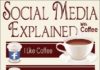 Social media infographic – Social Media explained with coffee. Les médias sociaux expliqués avec le café…