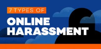 Statistics infographic : 7 Shameful Ways People Harass Others On The Internet