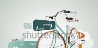 Statistics infographic : Fitness and sports statistics infographics with bicycle