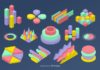 Statistics infographic : Isometric colorful statistic template collection Free Vector Check the link if …