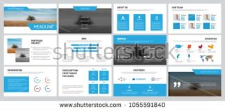 Statistics infographic : White vector business slides with blue elements for presentation. Templates of b…