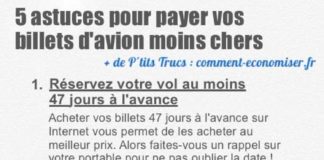Travel infographic – 5 Astuces SECRÈTES Pour Payer Vos Billets d’Avion MOINS CHER.