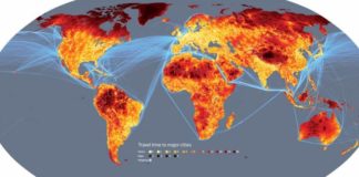 Travel infographic – A heat map of travel-times to nearest city