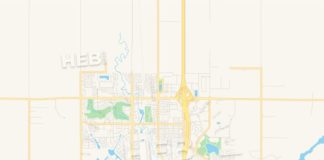 Travel infographic – Empty vector map of Airdrie, Alberta, Canada