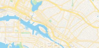 Travel infographic – Empty vector map of Alameda, California, USA