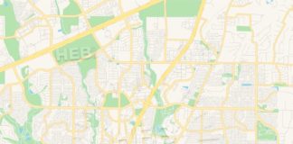 Travel infographic – Empty vector map of Allen, Texas, USA