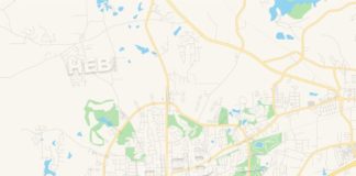 Travel infographic – Empty vector map of Auburn, Alabama, USA