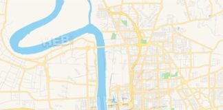 Travel infographic – Empty vector map of Baton Rouge, Louisiana, USA