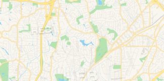 Travel infographic – Empty vector map of Brookhaven, Georgia, United States of America