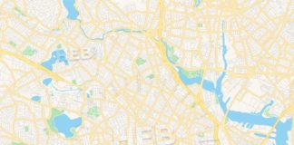 Travel infographic – Empty vector map of Cambridge, Massachusetts, USA