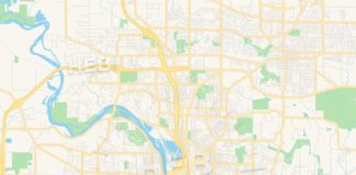 Travel infographic – Empty vector map of Cedar Rapids, Iowa, USA