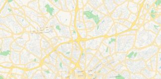 Travel infographic – Empty vector map of Charlotte, North Carolina, USA