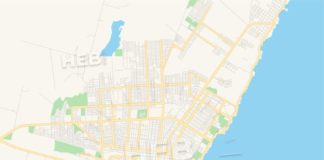 Travel infographic – Empty vector map of Chetumal, Quintana Roo, Mexico