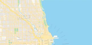 Travel infographic – Empty vector map of Chicago, Illinois, USA