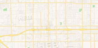 Travel infographic – Empty vector map of Chino, California, USA