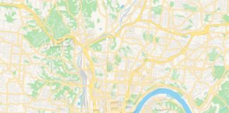 Travel infographic – Empty vector map of Cincinnati, Ohio, USA