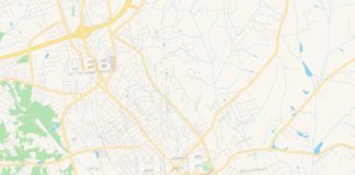 Travel infographic – Empty vector map of Concord, North Carolina, USA