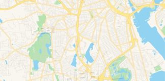 Travel infographic – Empty vector map of Cranston, Rhode Island, USA