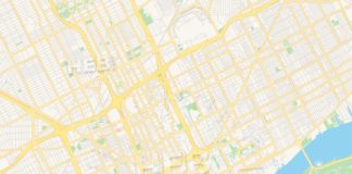 Travel infographic – Empty vector map of Detroit, Michigan, USA