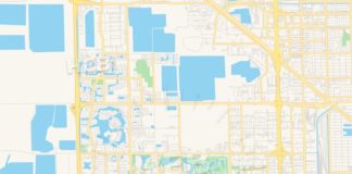 Travel infographic – Empty vector map of Doral, Florida, USA