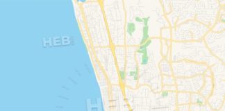 Travel infographic – Empty vector map of Encinitas, California, USA
