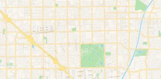 Travel infographic – Empty vector map of Fountain Valley, California, USA