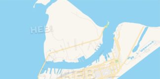 Travel infographic – Empty vector map of Galveston, Texas, United States of America