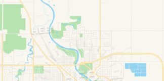 Travel infographic – Empty vector map of Grand Forks, North Dakota, USA