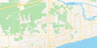 Travel infographic – Empty vector map of Gulfport, Mississippi, USA