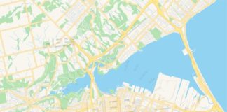 Travel infographic – Empty vector map of Hamilton, Ontario, Canada