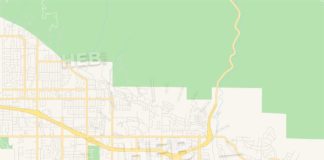 Travel infographic – Empty vector map of Highland, California, USA