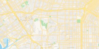 Travel infographic – Empty vector map of Inglewood, California, USA