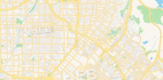 Travel infographic – Empty vector map of Irvine, California, USA