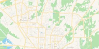 Travel infographic – Empty vector map of Jackson, Tennessee, USA