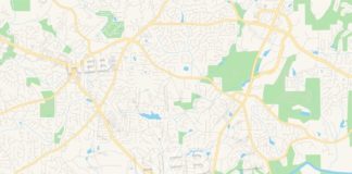 Travel infographic – Empty vector map of Johns Creek, Georgia, USA