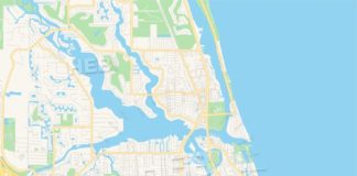 Travel infographic – Empty vector map of Jupiter, Florida, USA
