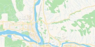 Travel infographic – Empty vector map of Kamloops, British Columbia, Canada