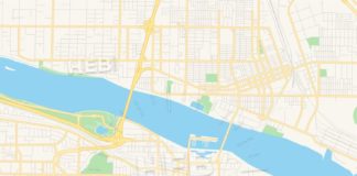Travel infographic – Empty vector map of Kennewick, Washington, USA