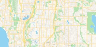 Travel infographic – Empty vector map of Kent, Washington, USA