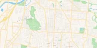 Travel infographic – Empty vector map of Kettering, Ohio, USA