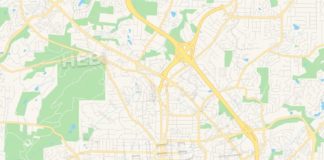 Travel infographic – Empty vector map of Marietta, Georgia, USA