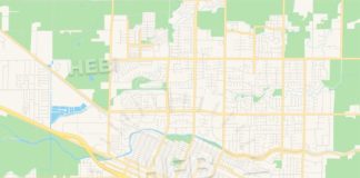 Travel infographic – Empty vector map of Merced, California, USA