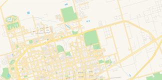 Travel infographic – Empty vector map of Midland, Texas, USA