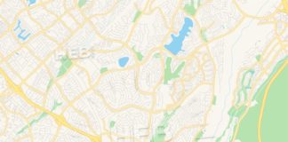 Travel infographic – Empty vector map of Mission Viejo, California, USA